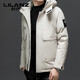 利郎（LILANZ）羽绒服男士2025年冬季白鸭绒保暖连帽冲锋衣休闲夹克外套男款 米白色 M