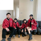 Disney (Disney) Korean version of baseball uniform parent-child clothing for a family of three in autumn and winter burgundy thickened jacket black college style family clothing wide/loose version burgundy baseball uniform 120