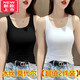 LangSha (LangSha) single/two-piece ice silk modal solid color camisole women's summer outer wear slim sleeveless T-shirt bottoming shirt black + khaki (two-piece) M (recommended 85-100Jin Jin equals 0.5 kg)