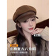 Octagonal Hat Women's Autumn and Winter Beret Women's Spring and Autumn Korean Style Versatile Face-Showing Small Octagonal Hat Literary Retro Newsboy Hat Black M (54-60cm)