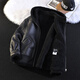 GENIUS international first-line brand fur integrated men's winter hooded velvet thickened leather jacket short motorcycle jacket leather jacket for men black M 90-115Jin Jin is equal to 0.5 kg