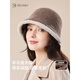 JIUMU wool hat for women in autumn and winter, versatile face-showing small ear protection, warm basin hat, knitted bucket fisherman hat for women, coffee color, one size fits all - 58cm