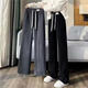 ROMON Velvet Wide Leg Pants Women's Velvet Pants Winter 2026 New Autumn and Winter Ins Thickened Narrow Straight Leg Women's Pants Black - Long Pants (Fellow Style) 2XL Recommended 126-140Jin Jin is equal to 0.5 kg