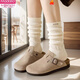 Modal Angora red socks women's pile socks pure cotton 2026 new spring and autumn Maillard color calf stockings 2 black 2 white
