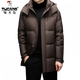 啄木鸟羽绒服男2025冬季白鸭绒中长款高充绒量羽绒大衣中年爸爸男士外套 639黑色 M 170