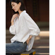 Demana 100 pure cotton spring cool and smart V-shaped lapel outer shirt lace decorated women's shirt