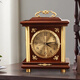 Compas new Chinese style solid wood clock, light luxury brass home living room clock, European and American retro table clock, classical clock ornaments, brass column style - metal dial