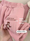 BALA suitable for girls wool sweatshirt suit winter children baby girl thickened sweatpants fashion pink 90cm