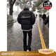 XUANSENTU black hoodless stand-collar down jacket men's winter wear suit thickened cotton coat American high street couple's bread suit A102-DT2655 black (white lettering) upgraded model XL (suitable) 130-145Jin Jin equals 0.5 kg