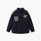 MQD children's clothing boys' lapel denim shirt winter new children's spliced long-sleeved embroidered loose jacket dark denim blue 120