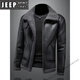 JEEP SPIRIT2025 lamb fur one-piece men's winter jacket plus velvet thickening motorcycle leather jacket men's new product black version M -115Jin Jin equals 0.5 kg