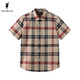 POLOWALK store same style children's clothing summer boys short-sleeved shirt plaid lapel top khaki 120 cm