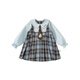 INSBOBO Girls' Dress 2026 Spring New Baby Skirt Children's Spring and Autumn Clothes Good-looking Children's Clothes Trendy Blue Checkered Free Accessories with Order 80