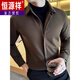 Hengyuanxiang sweater shirt fake two-piece men's autumn and winter men's clothing 2025 new woolen warm zipper long-sleeved shirt jacket black M