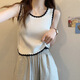 White wide shoulder strap knitted camisole women's summer new design niche French inner top women's white one size