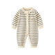 BORBOON B baby clothes jumpsuit spring 2026 new baby boy knitted jacket small month old baby spring and autumn crawling clothes striped bear 66cm
