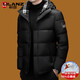 LILANZ new winter down jacket men's high-end white goose down thickened warm hooded short men's jacket khaki M 170/88A