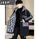 JEEP SPIRIT2025冬季新款加绒外套男中长款风衣帅气男装休闲棉衣派克服 88612S黑灰色【品质保证】 M 105斤以下
