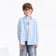 Anair children's clothing lapel long-sleeved shirt 2026 spring new casual shirt college style shirt versatile blue and white check 110