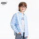 Anair children's clothing lapel long-sleeved shirt 2026 spring new casual shirt college style shirt versatile blue and white check 110