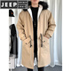 JEEP SPIRIT棉衣男冬季加厚派克服风衣外套情侣马甲中长款棉大衣冬装棉服 黑色 M