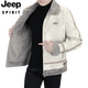 JEEP SPIRIT Autumn and Winter Buckskin Jacket Men's 2026 New Trendy Casual Velvet Thickened Lapel Printed Men's Jacket Black 3XL Suitable for 150-170 Jin Jin equals 0.5 kg