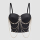 Lu Qiuguo sexy suspender chain rhinestone bra integrated outer wear suspender new high-end top for women black M 38C/