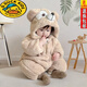 G.duck Autumn and Winter 1-3 year old baby clothes jumpsuit flannel animal shape rompers newborn harem children's pajamas khaki color upgraded thickened 80cm 80 size (72-)