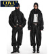 COVA international first-line brand fur collar retro pilot silhouette leather cotton coat for women 2025 winter new fashion jacket black (ready in stock) S