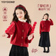 Moonkids girls skirt winter 2025 new children's huge good-looking velvet cake skirt big children winter long black 19906 red sweater 170 cm