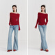 Semir Qiji Red Sweater Women's Sexy Swing Collar Waist Top 26 Zodiac Year of the Horse Women's Clothes 109126107001