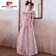 Pierre Cardin pink evening dress for women 2025 new style light luxury niche high-end adult ceremony skirt annual meeting host pink M