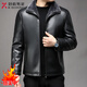 KBXNG Jinba KBHONG Jinba leather jacket Haining genuine leather men's goatskin winter fur all-in-one middle-aged and elderly leather jacket high 985 black thickened version 985 black thickened version M 170100-120Jin Jin is equal to 0.5 kg