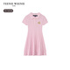 Teenie Weenie Kids 26 years new girls college woolen lapel short-sleeved dress pink 165cm