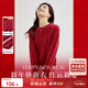 Shandubila Winter Retro Diamond Twist Sweater Women's Small Round Neck Versatile New Year's Red Sweater Red M