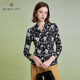 MORELINE Mulan French light luxury printed shirt for women 2026 spring new high-end suit collar age-reducing slim shirt Ink roll white drawing M
