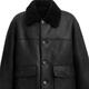 COACH solid color single-breasted lapel long-sleeved leather jacket for men black black M