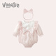 Fanhunting baby spring clothes, newborn clothes, baby girl onesie, princess full moon, hundred days, spring and autumn pink 73cm