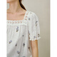 INMAN French floral lace stitching square neck babydoll 2026 spring women's new embroidered top salt white S