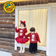 G.duck Year of the Horse New Year parent-child clothing winter baby sweater for a family of three or four red family clothing New Year greetings knitted sweater 9905 Ping An 80 cm