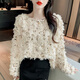 Playboy (PLAYBOY) sequined temperament sweater for women early spring round neck pullover sweater with chic French top underneath pink double layer Gary XL 105-120Jin Jin is equal to 0.5 kg