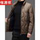 Hengyuanxiang Light Luxury Winter New Middle-aged Dad Men's White Duck Down Jacket Lightweight Stand-up Collar Short Down Jacket Brown L 175
