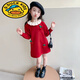 G.duck Girls Sweater Dress 2025 Autumn and Winter New Children's Doll Collar Knitted Dress Baby Fashionable Princess Skirt Red Sweet Cherry Sweater Dress 110 Tag Suitable for 100cm
