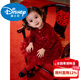 Disney one-year-old baby girl dress winter red catch week new Chinese one-year-old princess dress Chinese New Year clothes girl dress burgundy plus velvet princess dress 80 cm weight 14-19Jin Jin is equal to 0.5 kg