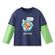ASK JUNIOR 7A antibacterial children's fake two-piece long-sleeved T-shirt 26 spring children's contrasting color bottoming shirt for boys and girls, navy blue 90