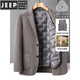JEEP SPIRIT new double-sided woolen coat men's wool woolen suit casual suit winter velvet thickened short coat gray brown removable down liner M 170 recommended 95-115Jin Jin equals 0.5 kg