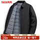 YAYA Down Jacket Men's Short 2025 Winter New Business Casual Lapel Removable Liner Warm Thick Jacket JH Black XL (180)