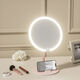 LED makeup mirror with light desktop women's fill light mirror dormitory desktop eyebrow pencil storage bucket home extra large dressing mirror white-three-color fill light alloy rotating stand mobile phone holder battery life standby 0 days - no LED light with high-definition alloy mirror