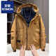 ROMON workwear down jacket men's winter thickened American style jacket duck down hooded jacket men's warm and cold-proof beige XL recommended 140-155Jin Jin equals 0.5 kg