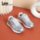 LEE KIDS children's shoes, sports shoes, men's and women's running shoes, 26 spring new running shoes, non-slip, wear-resistant casual shoes, silver, leather, four seasons, 30, inner length 19.0cm, suitable for feet 18.0-18.5cm long